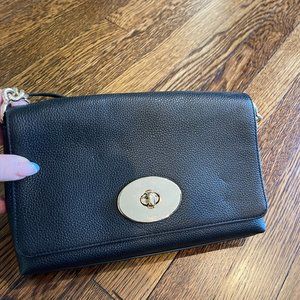 COACH leather black bag with gold chain, cross body  bag!